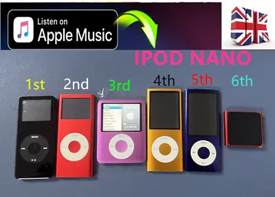 Apple IPod Nano All Generation 1st 2nd 3rd 4th 5th 6th & 2GB 4GB 8GB 16GB • £27.10