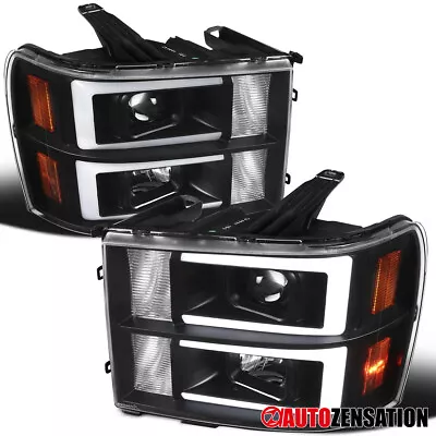 Fits 2007-2013 GMC Sierra 1500 2500HD 3500HD Black LED Tube Projector Headlights • $229.99