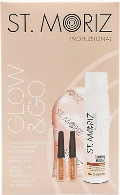 ST. MORIZ Glow & GO Gift Set - Tanning Mousse  Lip Gloss Highlighter & Mitt • £10.99