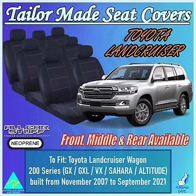 Neoprene Seat Covers For Toyota Landcruiser 200 Series Wagon: 11/2007 To 06/2021 • $198