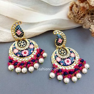 Indian Bollywood Style Blue Meenakari Earring For Festival • $19.95