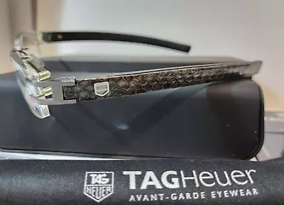 RARE NEW Genuine TAG Heuer L-TYPE Black Python Anthracite EyeGlass Frame TH 0116 • $6522.70