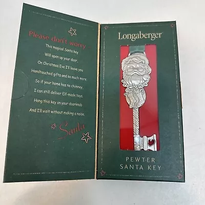 VtG 2002 Longaberger Company Pewter Santa Key Green Satin Hanger #77382 • $14