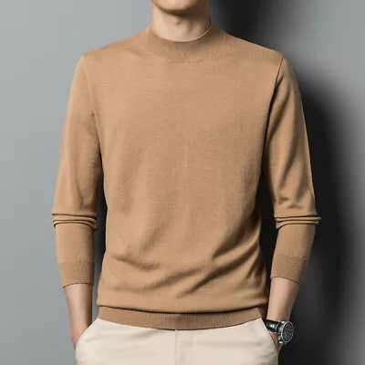 Men's Worsted Wool Pure Woolen Sweater Anti-pilled Half Turtleneck Sweater • $46.47