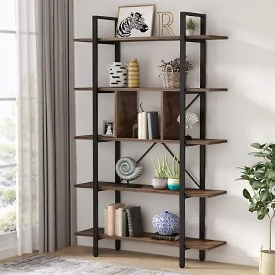 Tribesigns Bookshelf 5-Tier Industrial Bookcase Open Leaning Storage Rack • £119.99