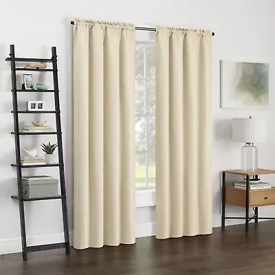 Eclipse Samara Solid Blackout Rod Pocket Single Curtain Panel White 42'' X 84'' • $12.99