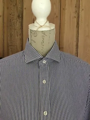 £7 • Buy T M Lewin Mens Long Sleeve Shirt Double Cuff Slim Fit 15 1/2 Collar Stripes