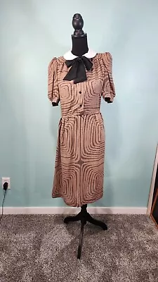 Vintage 1960s Kay Windsor Dress With Peter Pan Collar Authentic 60s Dress Brown • $35