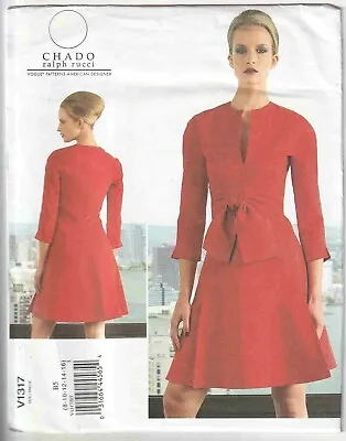 FF Vogue 1317 Chado Ralph Rucci Front Tie A-Line Dress Sewing Pattern Sz 8 - 16 • $8.67