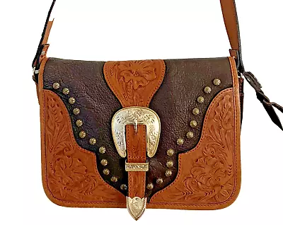 Montana Silversmith Hand Tooled Western Shoulder Bag - Pre-Owned And Nice • $59.99