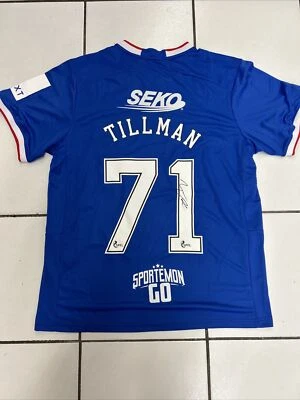 £75 • Buy Malik Tillman Signed Rangers 22/23 Home Shirt - COA