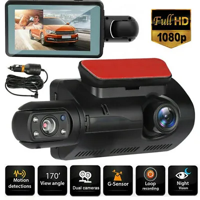 HD 1080P Car DVR 3  Dash Cam Front And Rear Lens Video Recorder Camera G-sensor • $27.98