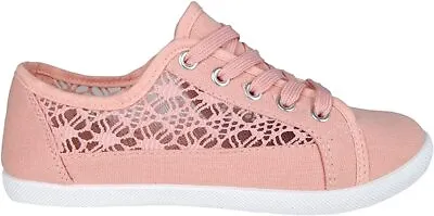 Ladies Canvas Plimsolls Pump Shoes Embroided Sneaker Pump Summer Shoe • £17.99