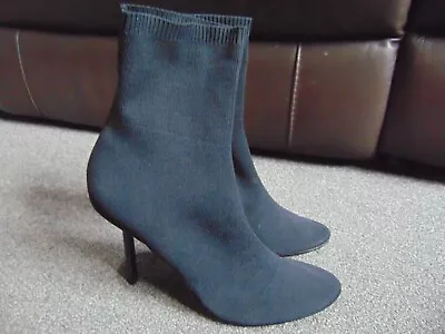 Ladies MANGO MNG Premium Leather Sole Stretch Fabric High Heel Boots Size UK 6 • £24.99