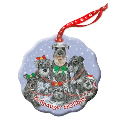 Schnauzer Miniature Schnauzer Dog Holiday Porcelain Christmas Tree Ornament • $18.95