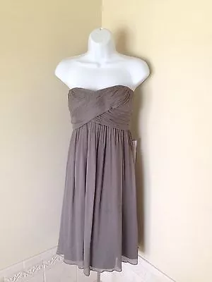 J CREW Taryn Dress In Silk Chiffon Graphite Gray Size 0 Petite 0P Strapless NWT • $34.95