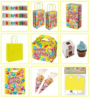 £4.49 • Buy Happy Birthday Party Supplies ~ Gift Box / Candy Cone Bags  / Paper Sweet Bag 