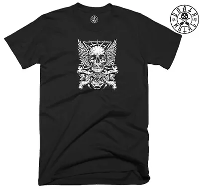 Death Skull T Shirt Music Clothing Rock Metal Devil Eye Goth Satanic Unholy Top • £10.99