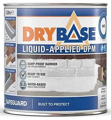 Drybase Liquid Damp Proof Membrane (1 Litre White) - Damp Proofing Paint For In • £26.98