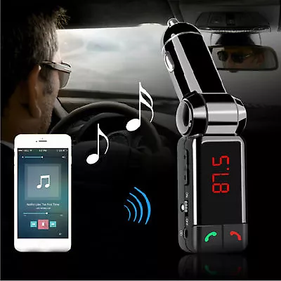 Wireless Bluetooth Car Kit FM Transmitter MP3 USB LCD Handsfree For Mobile Phone • £3.07