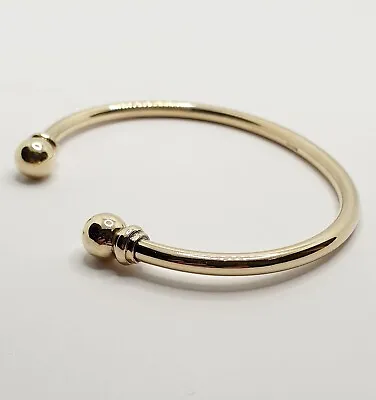 9ct Plain Tube Torque Bangle / Open Bangle With Balls Hallmark 9ct Yellow Gold • £895