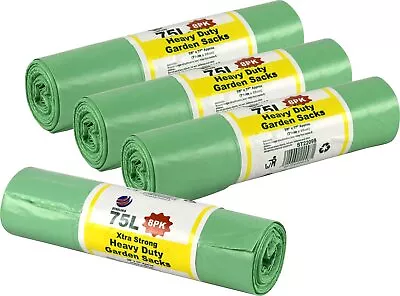£4.99 • Buy Garden Refuse Bags Sacks Heavy Duty Rubbish Waste Bin 75 L Extra Strong