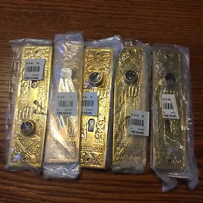 New In Package 5 Vintage Looking Brass Door Knob Back Plates. Antique Hardware • $10