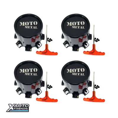 4 X Moto Metal DUALLY REAR Wheel Center Cap Gloss Black 1079L171RMOGB-H124 • $168