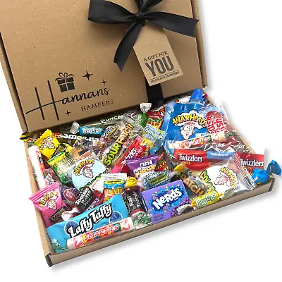 50 American Sweets Candy Gift Box Hamper Personalised Nerds Jolly Rancher Candy • £12.99