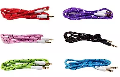 6FT LONG 3.5mm Audio Stereo Aux Braided Cable FOR Apple IPhone 6 5S Ipod Samsung • $6.95