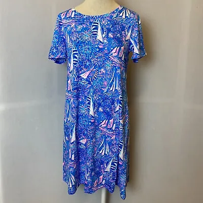 Lilly Pulitzer Dress Size S Cody T-Shirt Dress It's A Sailabration Blue • $74.99