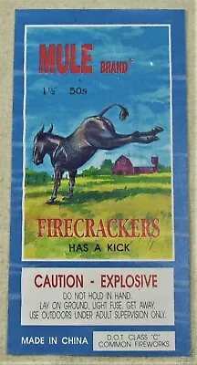 Vintage MULE BRAND Firecracker Pack Label   L@@K! • $7.95