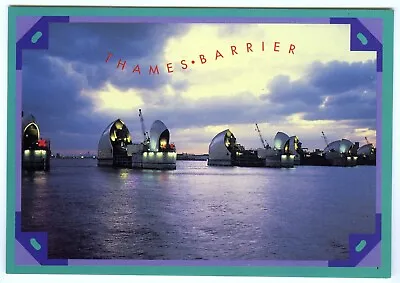 1980s Postcard The Thames Flood Barrier At Dusk Charlton London Unposted • £3.10