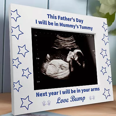 Fathers Day Gift For Dad To Be Wooden Photo Frame Baby Scan Bump Baby Boy Gifts • £7.99