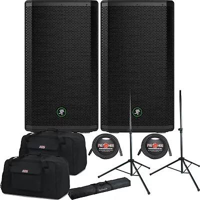 Mackie Thrash212 1300W 12  Powered PA Speakers W/ Totes Stands Bag & Cables • $890.99