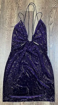 $5 • Buy ZARA Purple Sequin  Festive Days  Strappy Cut-out Mini Dress, Size S, $89 Retail