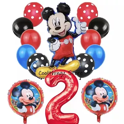 Mickey Mouse 2nd Birthday Foil Balloons Party 14 Piece Set UK Seller Age 2 • £8.99