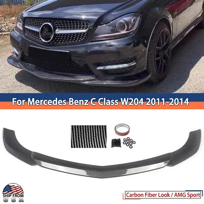 Carbon Style Front Bumper Splitter Lip For 2011-2014 Mercedes C Class W204 AMG • $178.89