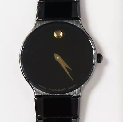 Vintage Movado Museum Ultra Thin Ladies Watch Black 8440881A W/Box Authentic • $200