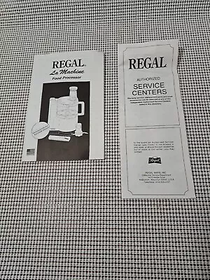 Regal La Machine 1 Food Processor Owners Manual & Service Centers K813 • $16