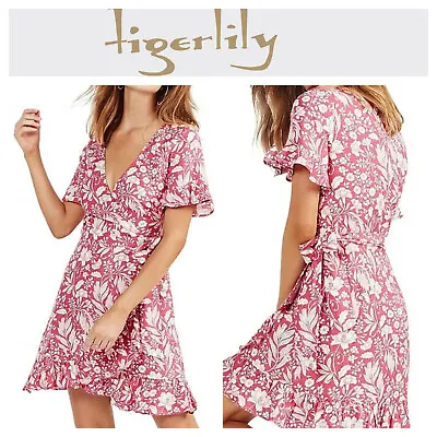 Bnwt Tigerlily Ladies Camali Wrap Dress (rose) Size 8 (s) Rrp $179.99 Last One • $35.99