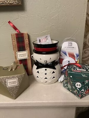 New Yankee Candle Jackson Frost Ceramic Snowman Electric Wax Warmer & Melt Gift • £29.99