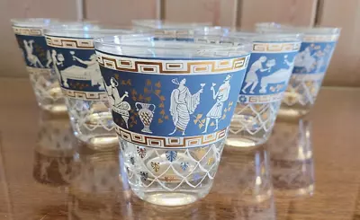 Cera Glass - Etruscan Frieze Barware - Wide Rim Glasses 10oz (Set Of 6) • $36