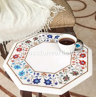 £545.16 • Buy Marble Table Top Desk With Stand Turquoise Floral Fine Design Gift Loves One Art