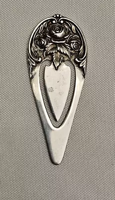 Vintage S. KIRK & SON Sterling Silver Repousse Floral Rose Bookmark • $20