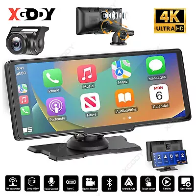 4K Portable Wireless Apple Carplay Android Auto Car Stereo + Touch + Dash CAM • $127.99