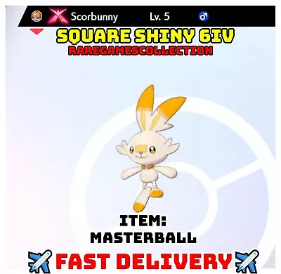 Pokemon Sword Shield ✨ SHINY ✨ 5 LEVEL GMAX Scorbunny LIBERO 6IV FAST DELIVERY • $2.99