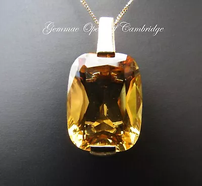 £434.99 • Buy 9ct Gold Citrine Pendant Necklace 18 Curb Link Trace Chain 6.3g 17.75 Carats 9k