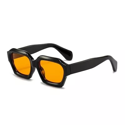 Men Women Trendy Orange Lens Sports Black Frame Shades Oversized Sunglasses • $15.99