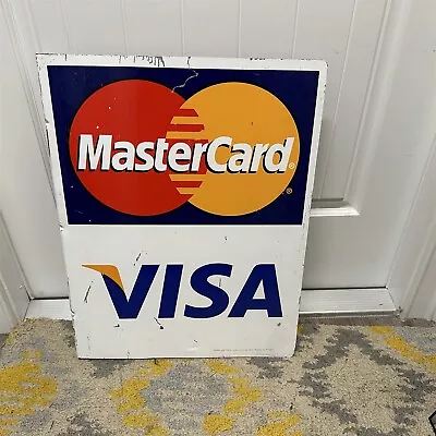 MasterCard Visa Metal Pole Sign Gas Station 2006 G.B. Frank International  • $39.99
